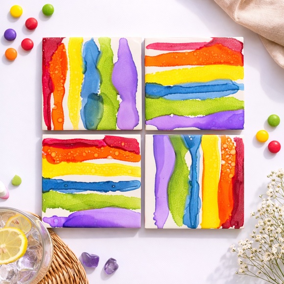 Colorful Abstract Coasters Set - Picture 1 of 9